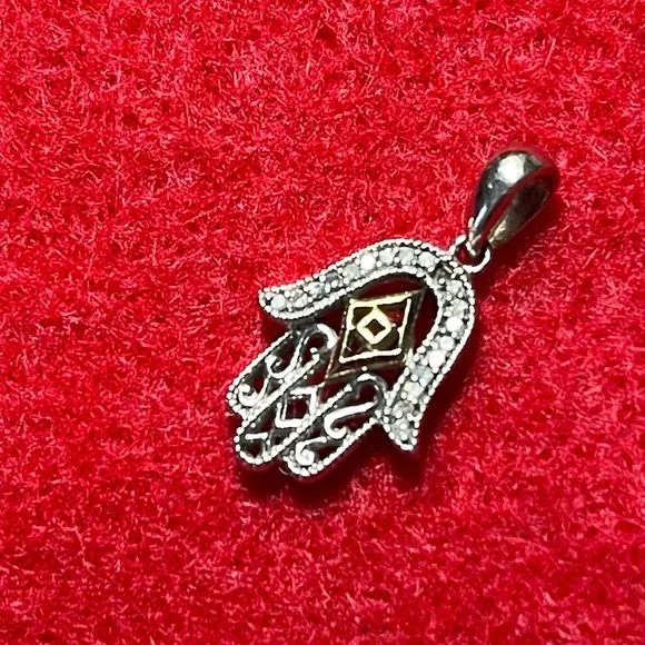 Macy's Sterling Silver and 14K Hamsa Necklace - Picture 5 of 7